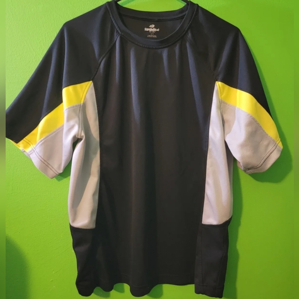 NordicTrack Black And Yellow Athletic Shirt Size L Mens Reflective